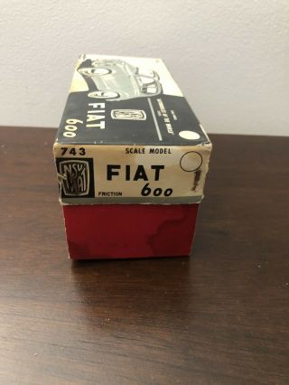 Very Rare Vintage Tin Bandai Baby Fiat 600 743 With Box Great Condi 3