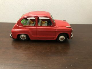 Very Rare Vintage Tin Bandai Baby Fiat 600 743 With Box Great Condi 4