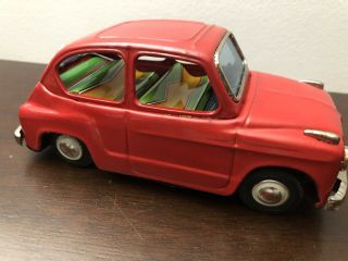 Very Rare Vintage Tin Bandai Baby Fiat 600 743 With Box Great Condi 9