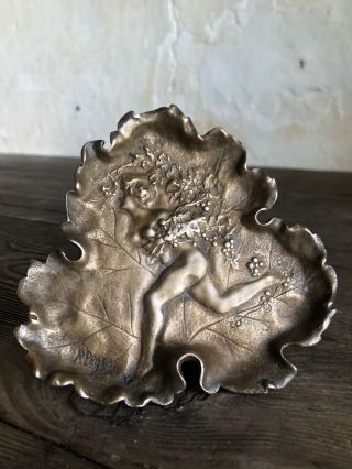 Antique French Art Nouveau Bronze Pin Tray Signed " R Peyre " C1900