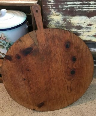 Authentic Large Antique Vintage Round Wooden French Bakery Bread Board