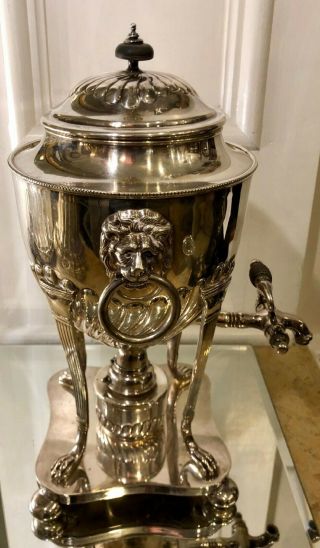 Antique G.  Seifert & Sons Silver - plated Samovar Lion Face Urn Teapot w Paw Feet 4