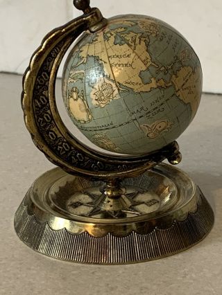 Terrestrial Italian World Miniature Globe With Brass Fittings,  1920/30