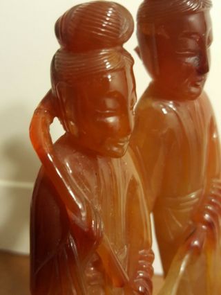 ANTIQUE CHINESE HAND CARVED STONE FIGURES FANTASTIC W/STAND 7 