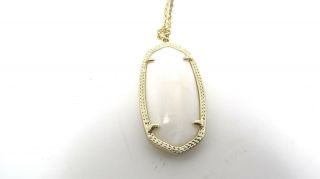 Kendra Scott White Color Stone Gold Tone Pendent Necklace 5
