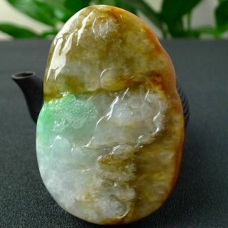 100 natural jade A goods hand - carved three - color landscape pendant 408 5