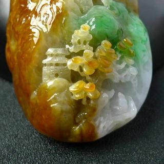 100 natural jade A goods hand - carved three - color landscape pendant 408 7