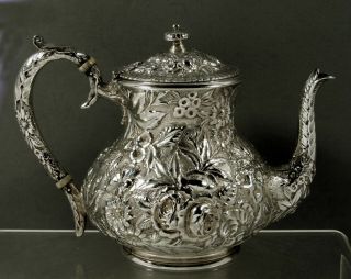 A.  Jacobi Sterling Coffee Pot C1890 Hand Decorated