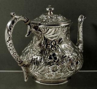 A.  Jacobi Sterling Coffee Pot c1890 Hand Decorated 2
