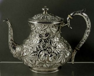 A.  Jacobi Sterling Coffee Pot c1890 Hand Decorated 3
