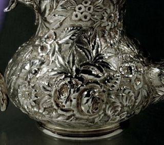 A.  Jacobi Sterling Coffee Pot c1890 Hand Decorated 5
