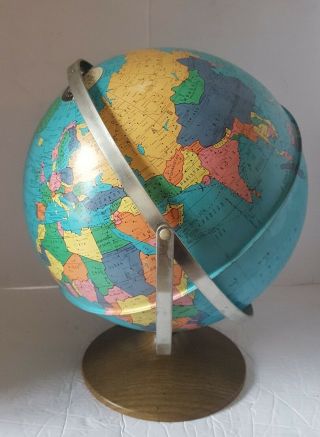 Vintage Ohio Art Tin Lithograph Globe 12 " Dual Axis 1975 Soviet Union