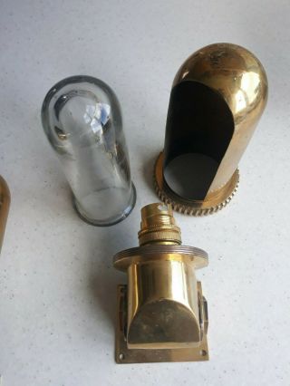 Heavy Vintage Brass & Glass Directional ship / Boat Lights / Lamps 2