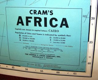 Vintage 1950 ' s Cram ' s Cloth - Back Pull - Down Map of Africa 2
