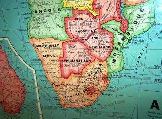 Vintage 1950 ' s Cram ' s Cloth - Back Pull - Down Map of Africa 5