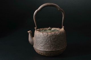 T6661: Japanese Xf Old Iron Shapely Tea Kettle Teapot Tetsubin Tea Ceremony