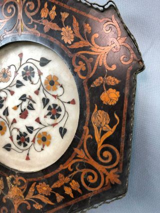 Antique Continental Pietra Dura Inlaid Marble & Wood Table Top Wall Hanging 8