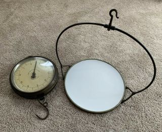 Antique JOHN CHATILLON & SONS Country Store Hanging Weight Scale w Porcelain Pan 11