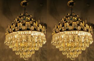 Antique Vnt French Big Swarovski Crystal Chandelier Lamp 1960 