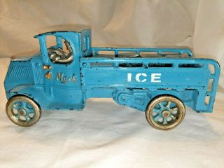 Vintage Arcade 1930 - 1935 Large 11 In.  Cast Iron Mack Ice Truck.