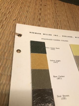 1964 Herman Miller Fiberglass Color Board,  Eames,  Nelson To Fit Dealer’s Binder 10