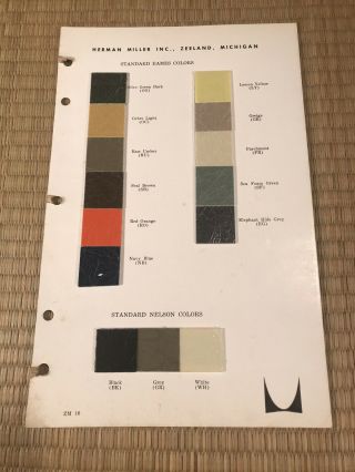 1964 Herman Miller Fiberglass Color Board,  Eames,  Nelson To Fit Dealer’s Binder 2