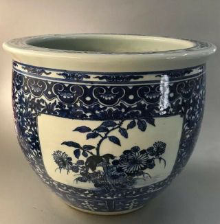 Fine Lg Antique 19thc Chinese Blue And White Porcelain Planter Estate Find Nr