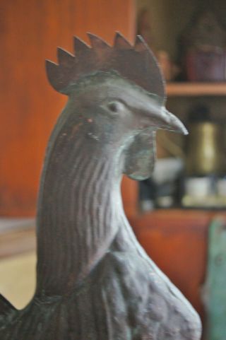 Antique Copper Rooster Weathervane Indoors /Out Folk Art 4