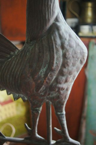 Antique Copper Rooster Weathervane Indoors /Out Folk Art 5