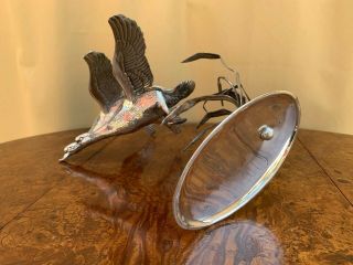 SPECTACULAR COLLECTIBLE STERLING SILVER 925 FLYING SWANS FIGURINE 400 GR. 11