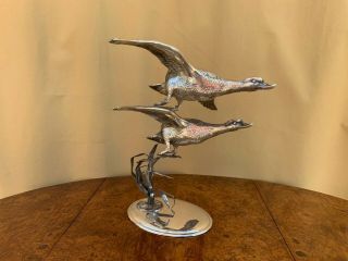 Spectacular Collectible Sterling Silver 925 Flying Swans Figurine 400 Gr.
