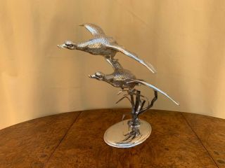 SPECTACULAR COLLECTIBLE STERLING SILVER 925 FLYING SWANS FIGURINE 400 GR. 2