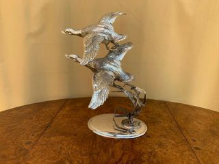 SPECTACULAR COLLECTIBLE STERLING SILVER 925 FLYING SWANS FIGURINE 400 GR. 3