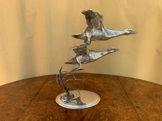 SPECTACULAR COLLECTIBLE STERLING SILVER 925 FLYING SWANS FIGURINE 400 GR. 5