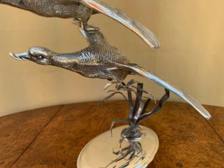 SPECTACULAR COLLECTIBLE STERLING SILVER 925 FLYING SWANS FIGURINE 400 GR. 8