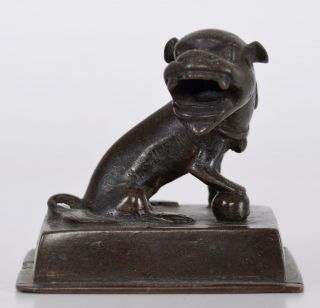 Chinese Ming Bronze Foo Dog or Fu Dog With Paw On Ball made in the Ming Dynasty 11