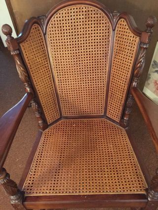 Antique Hard Wood Wicker Rocking Chair