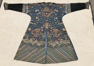 Fine Antique Chinese 19th Century Kesi K ' o - ssu Imperial Nine Dragon Robe Qing 2