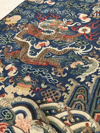 Fine Antique Chinese 19th Century Kesi K ' o - ssu Imperial Nine Dragon Robe Qing 5