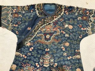 Fine Antique Chinese 19th Century Kesi K ' o - ssu Imperial Nine Dragon Robe Qing 6