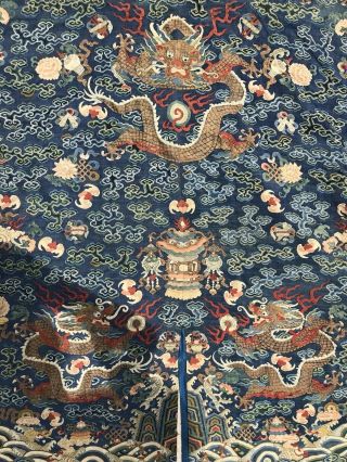 Fine Antique Chinese 19th Century Kesi K ' o - ssu Imperial Nine Dragon Robe Qing 7
