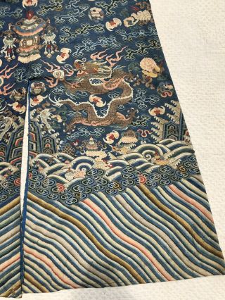 Fine Antique Chinese 19th Century Kesi K ' o - ssu Imperial Nine Dragon Robe Qing 8