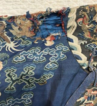 Fine Antique Chinese 19th Century Kesi K ' o - ssu Imperial Nine Dragon Robe Qing 9