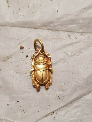 Rare Antique Ancient Egyptian Gold Scarab Good Luck Lapis Lazuli 1890 - 1800BC 12