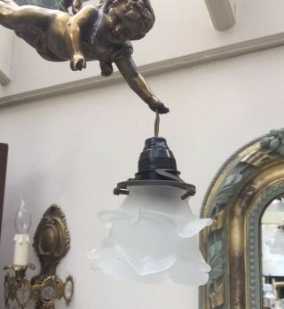 CHERUB ANTIQUE FRENCH WINGED LIGHT FITTING c1930 ABSOLUTELY CHARMING 3