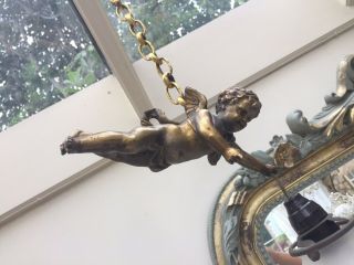 CHERUB ANTIQUE FRENCH WINGED LIGHT FITTING c1930 ABSOLUTELY CHARMING 4