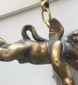 CHERUB ANTIQUE FRENCH WINGED LIGHT FITTING c1930 ABSOLUTELY CHARMING 8