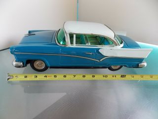 RARE VINTAGE YONEZAWA TIN FRICTION 1957 BIG FORD TOY CAR JAPAN - 15.  5 