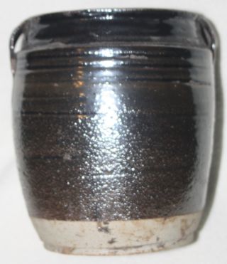 Chinese 17th - 18th Century Dark Brown Shiny Glaze Wide Mouth Twin Handled Jar 4
