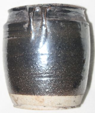 Chinese 17th - 18th Century Dark Brown Shiny Glaze Wide Mouth Twin Handled Jar 5
